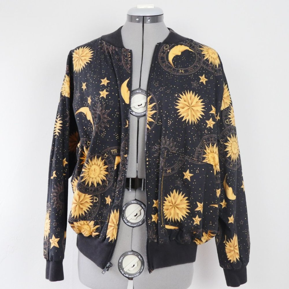Handmade Astrology Sun and Stars Bomber Jacket
